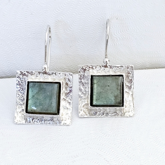 Rare Silpada Sterling Silver Labradorite Square Earrings W0882 - Picture 5 of 16